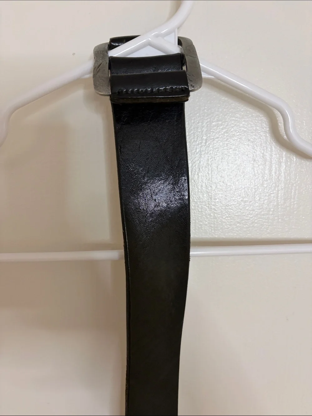Men’s Black Leather Belt with Silver Buckle